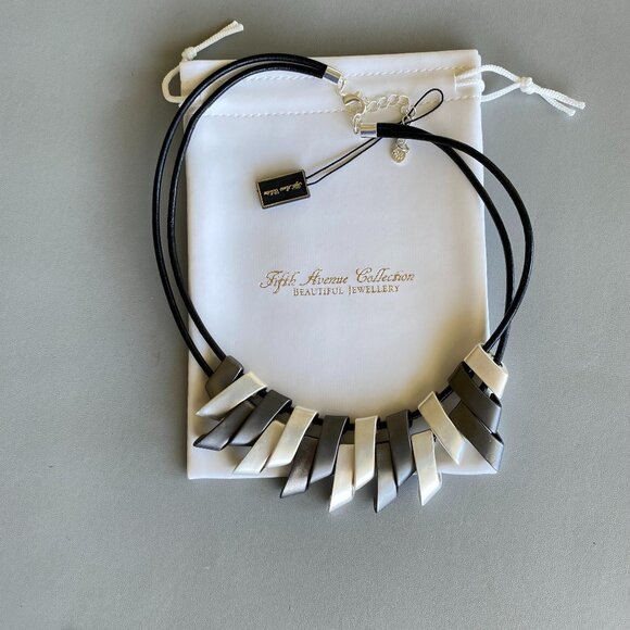 FAC Daring Edge Coker Necklace Gun Metal Silver Tone NWT - Picture 3 of 7